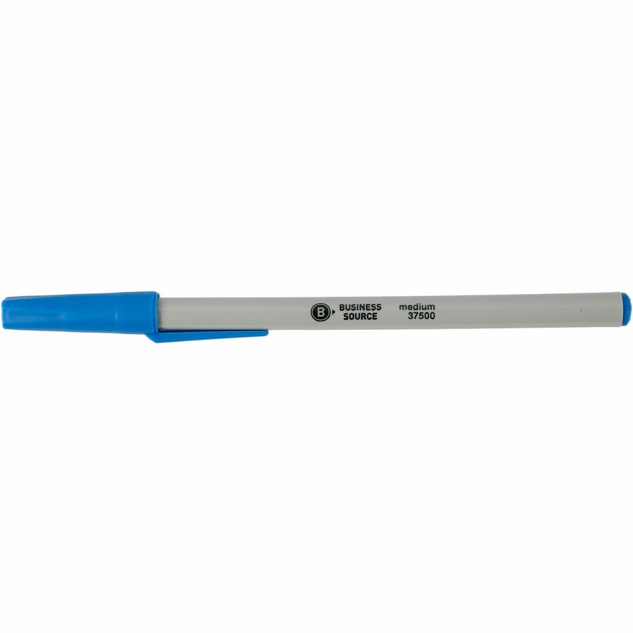 Business Source Ballpoint Stick Pens — Blue, Medium Point, Dozen