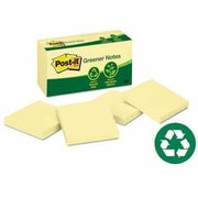 Post-it 3x3 100% Recycled Adhesive Note Yellow 12/pk