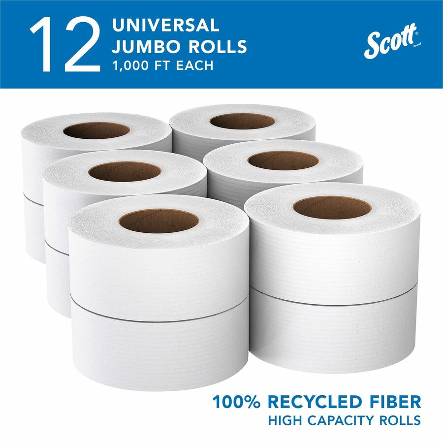 Scott 100% Recycled Fiber High-Capacity Jumbo Roll Toilet Paper
