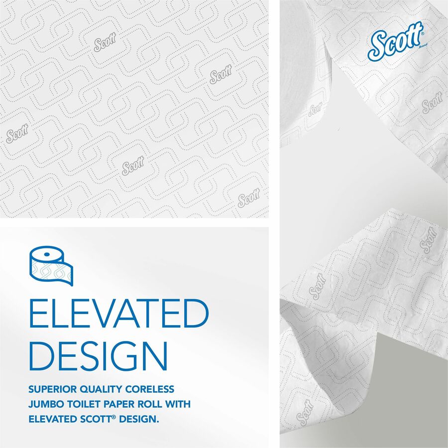 Scott Coreless High-Capacity Jumbo Roll Toilet Paper with Elevated Design