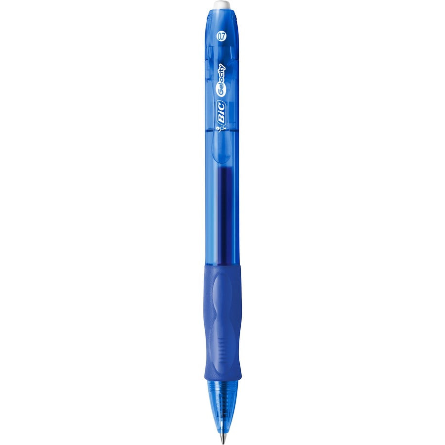 BIC Gel-ocity Original Blue Gel Pens, Medium Point (0.7mm), 4-Count Pack, Retractable Gel Pens With Comfortable Grip
