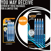 BIC Gel-ocity Original Blue Gel Pens, Medium Point (0.7mm), 4-Count Pack, Retractable Gel Pens With Comfortable Grip