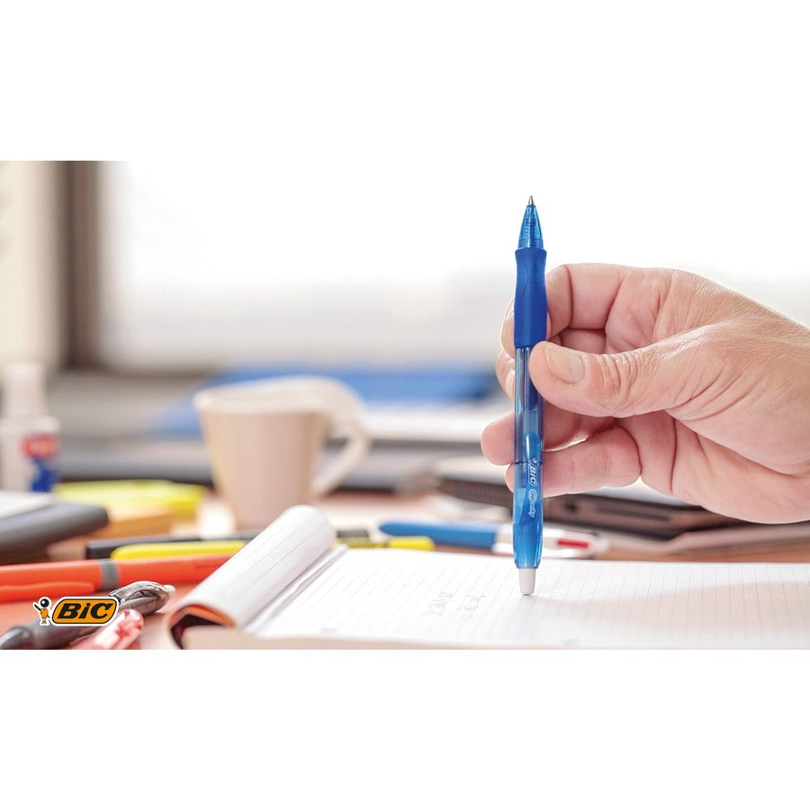BIC Gel-ocity Original Blue Gel Pens, Medium Point (0.7mm), 4-Count Pack, Retractable Gel Pens With Comfortable Grip