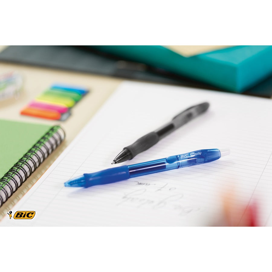 BIC Gel-ocity Original Blue Gel Pens, Medium Point (0.7mm), 4-Count Pack, Retractable Gel Pens With Comfortable Grip