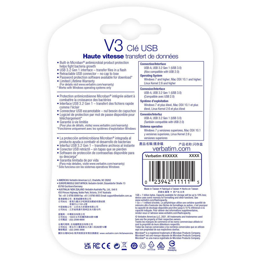 Microban Store 'n' Go V3 USB Drive