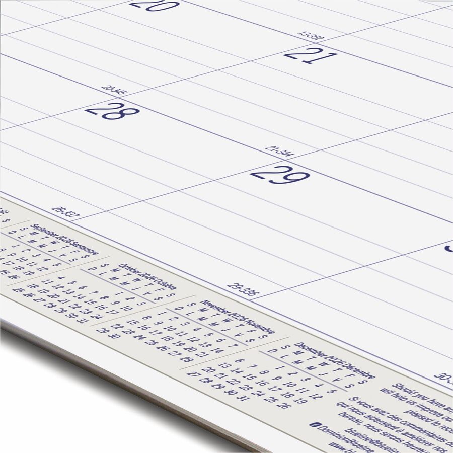 Bloc/Calendrier de bureau mensuel Blueline 2026 DuraGlobe 12 mois – Janvier à Décembre – 22" x 17", Bilingue