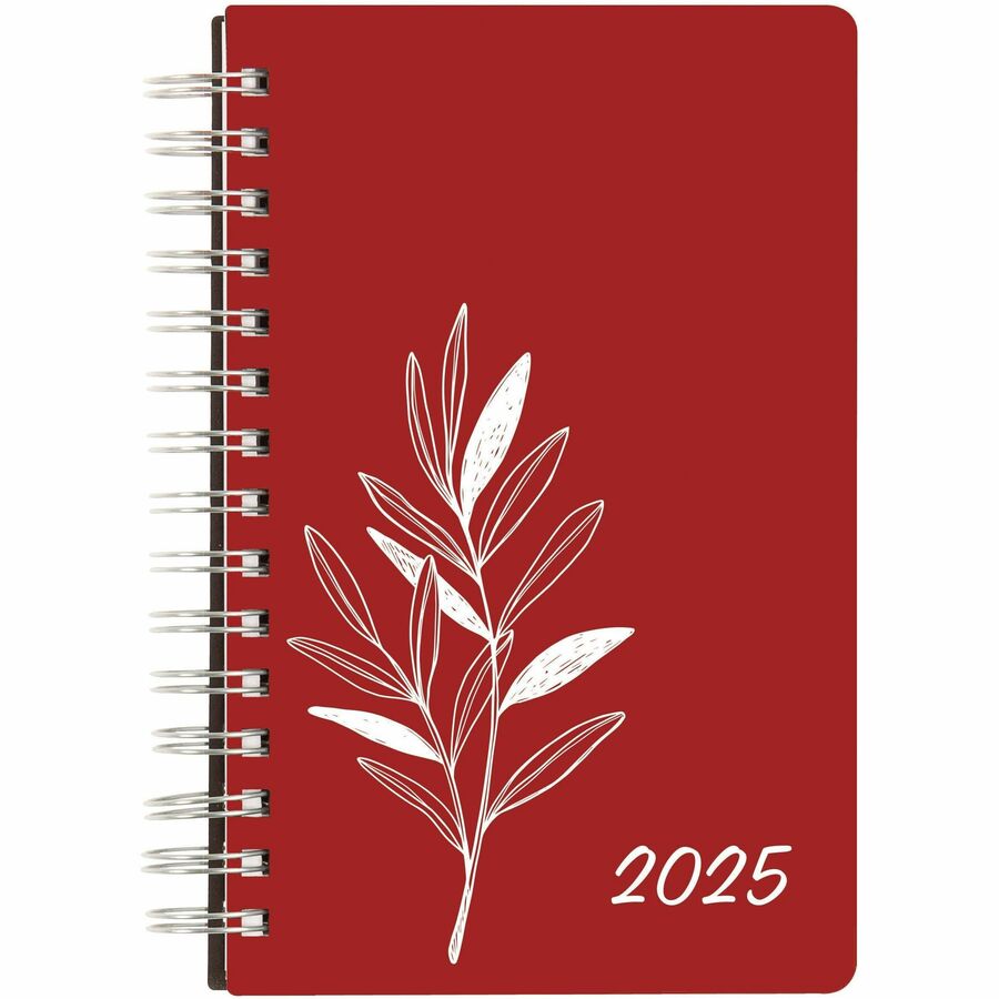 Blueline DuraGlobe Daily Planner Flexible Cover 8"x 5" , Bilingual, Red