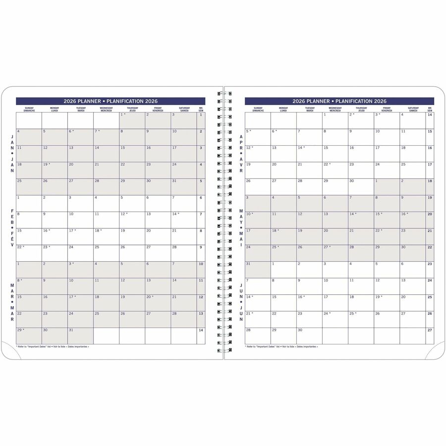 Agenda mensuel Blueline DuraGlobe 2026 de 14 mois - Décembre à janvier - 8-7/8 po x 7-1/8 po - Noir - Bilingue