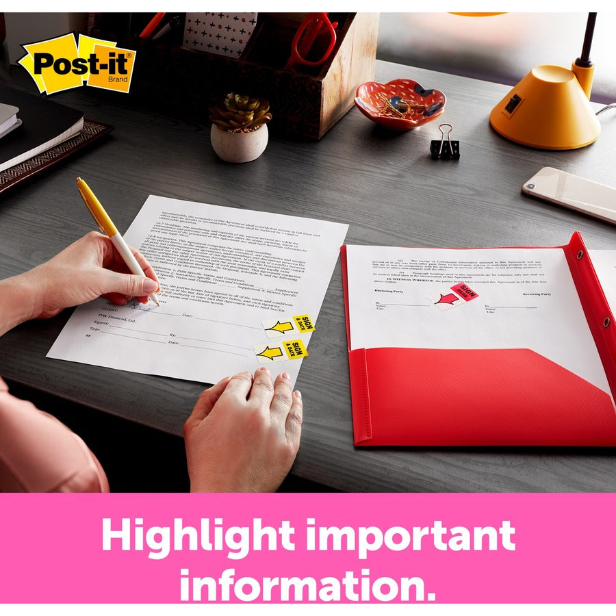Post-it Flags in Desk Grip Dispenser - Yellow