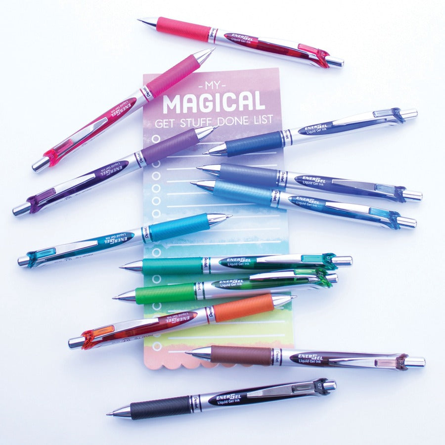 Pentel EnerGel BL77 Retractable Gel Pen 0.7mm – Assorted, 3-Pack (Red, Purple, Green)