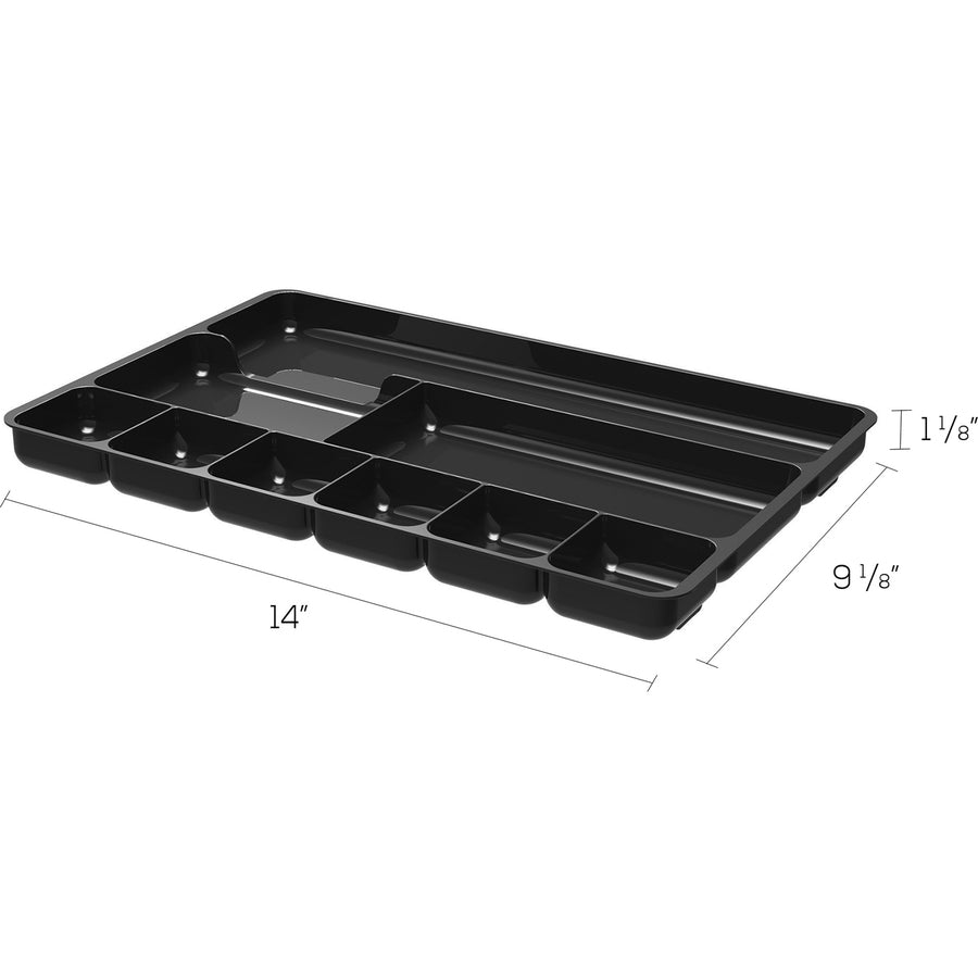 Deflecto Sustainable Office Drawer Organizer — 9-Compartment, Black