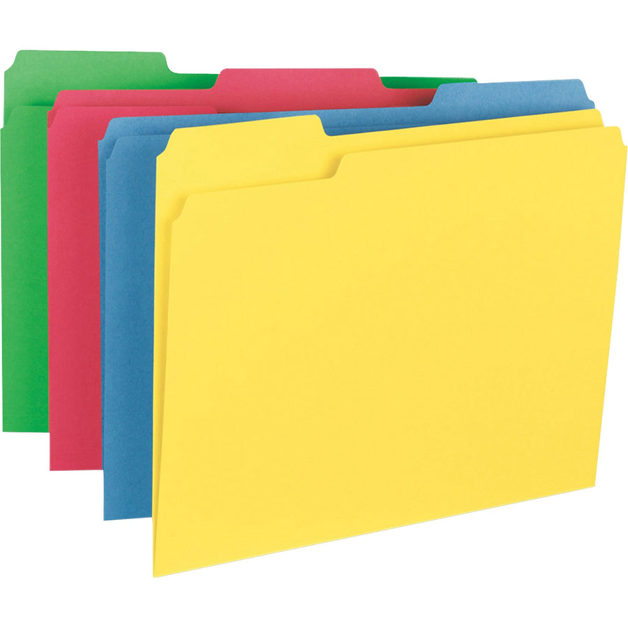 Business Source Coloured Top-Tab File Folders - Letter, 1/3-Cut, Assorted, 50-Pack