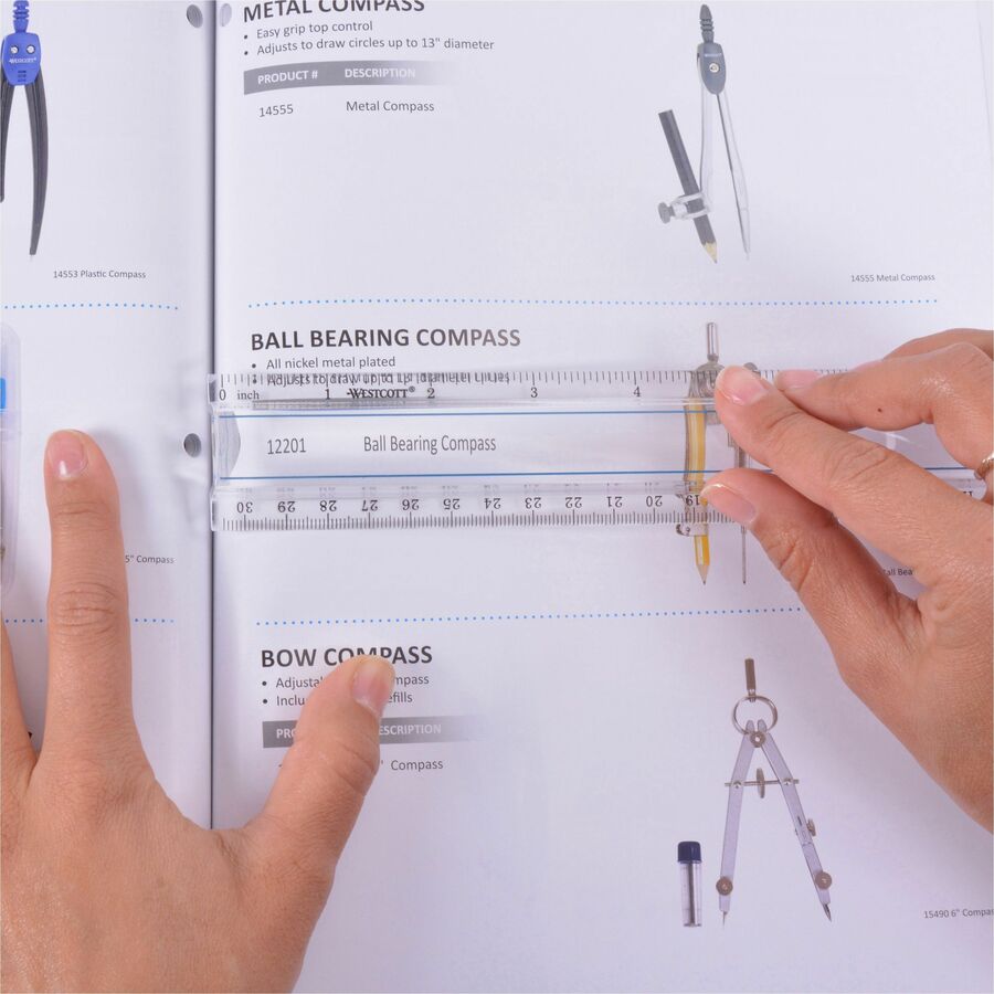 Westcott 12" Clear Magnifying Data Processing Ruler