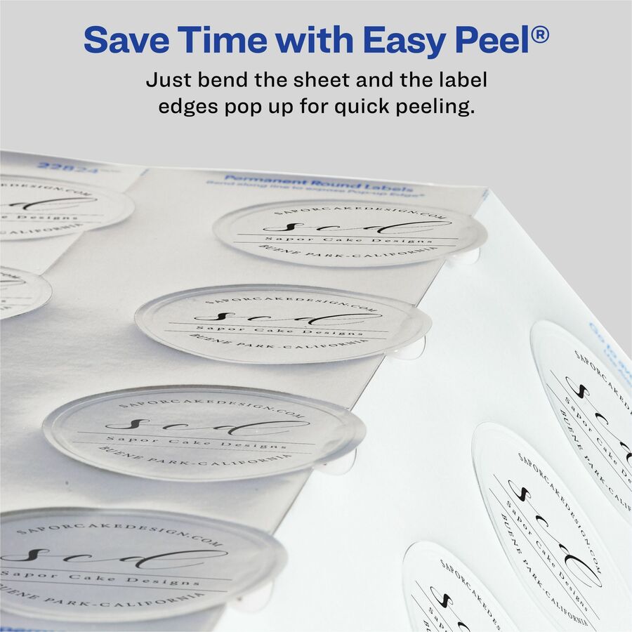 Avery® Silver Foil Round Labels 2" Diameter, Permanent Adhesive, for Inkjet Printers