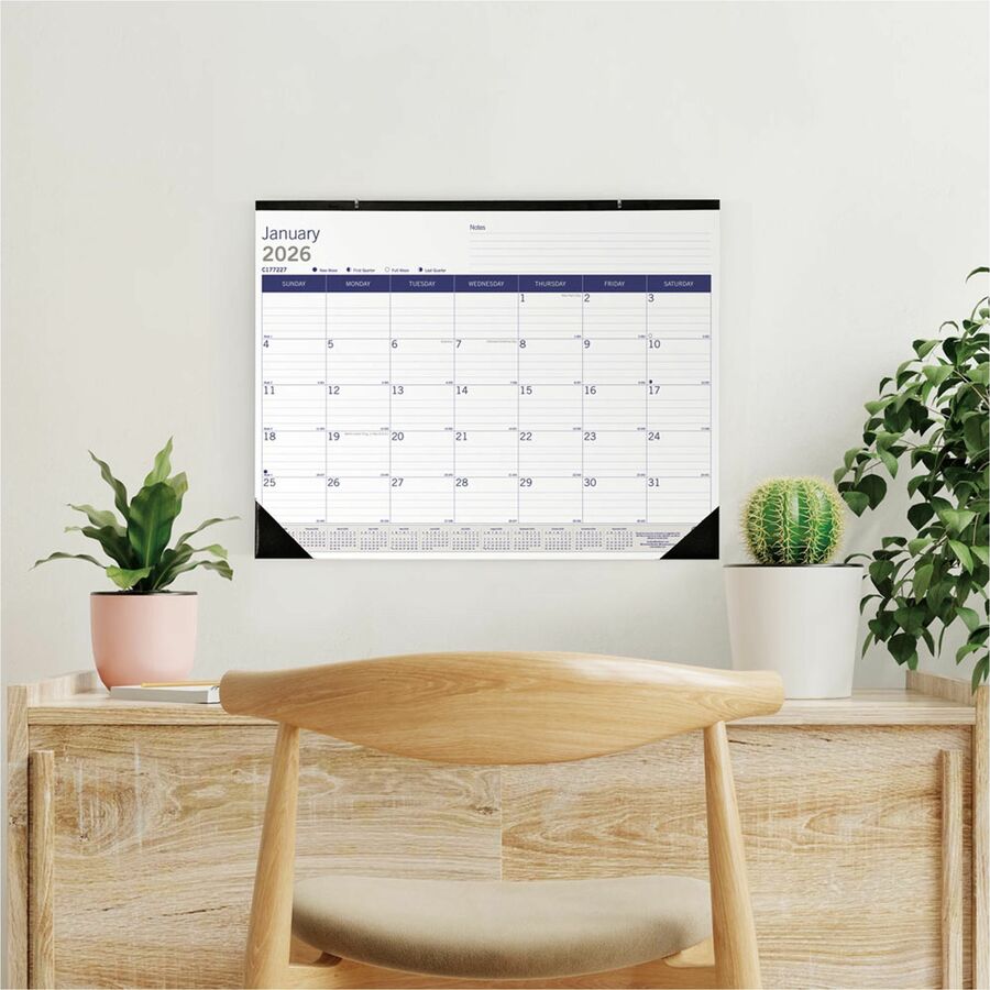 Blueline DuraGlobe Monthly Desk Pad Calendar — 22" x 17", 2026, English