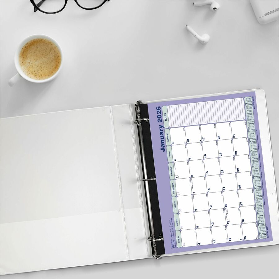 Calendrier de bureau mensuel 12 mois Brownline 2026 – Janvier à décembre – 11" x 8-1/2" – Anglais
