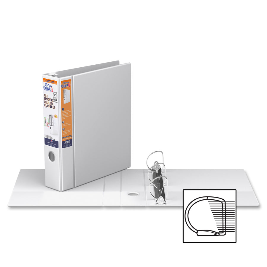 QuickFit Heavy-Duty 3-Ring File Binder, Locking D-Ring , View Binder, 2 Inch, White