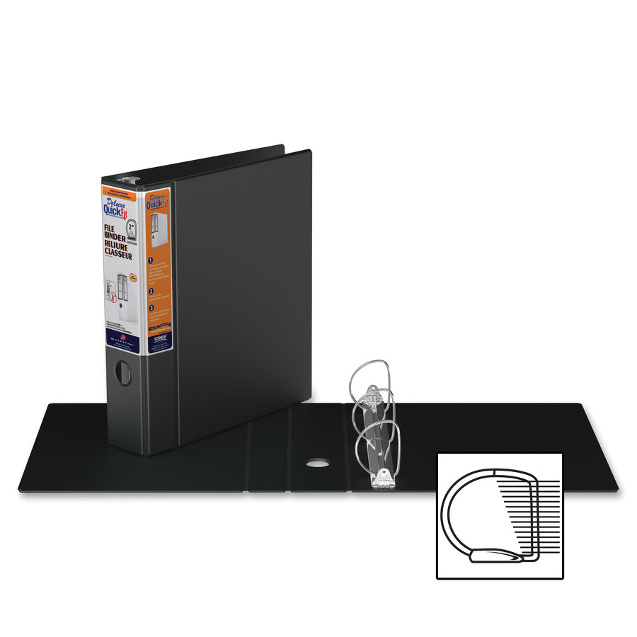 QuickFit Heavy-Duty 3-Ring File Binder, Locking D-Ring, View Binder, 2 Inch, Black
