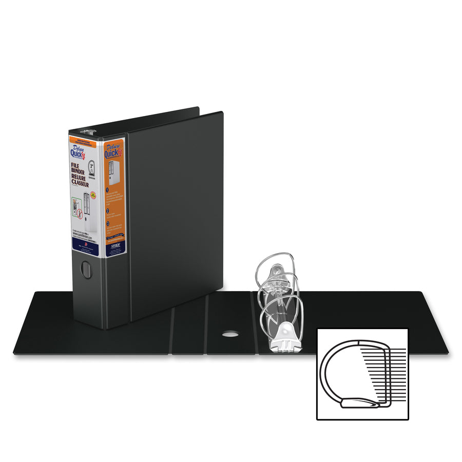 QuickFit Heavy-Duty 3-Ring File Binder, Locking D-Ring, View Binder, 3 Inch, Black