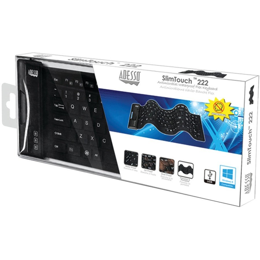 Clavier souple étanche antimicrobien Adesso (taille compacte)