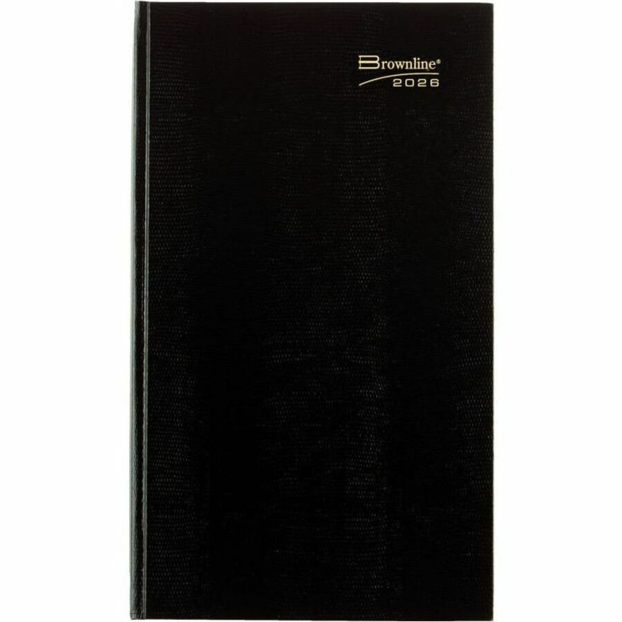 Brownline® Traditional Daily Hard Cover Bound Journal 13-3/8" x 7-7/8" Black English