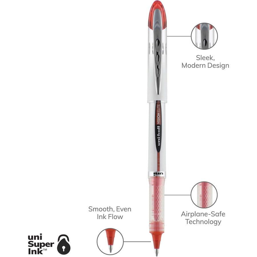 uniball Vision Elite Rollerball Pen — Bold 0.8 mm, Red