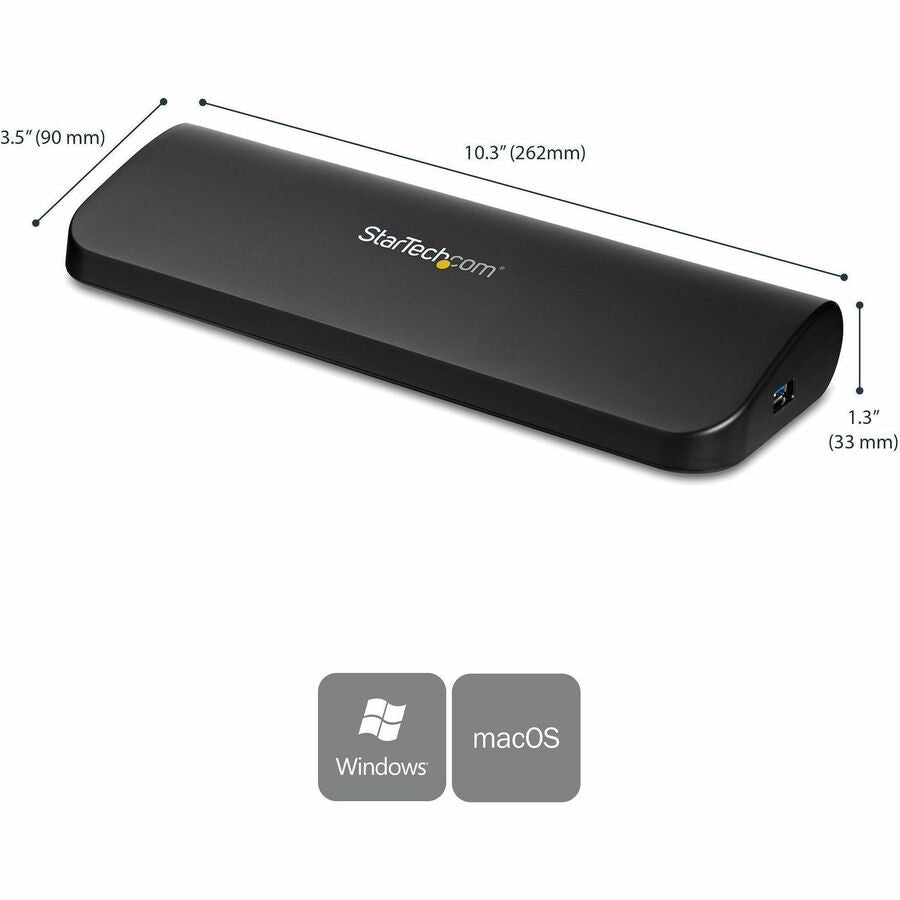 StarTech.com Dual Monitor USB 3.0 Laptop Docking Station, HDMI & DVI/VGA, 3x USB-A Hub, GbE, Audio, Universal USB-A Dock, Win/Mac, TAA