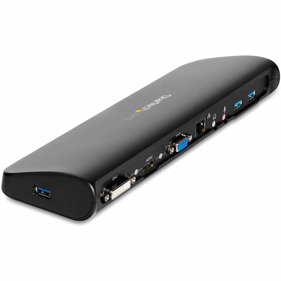 StarTech.com Dual Monitor USB 3.0 Laptop Docking Station, HDMI & DVI/VGA, 3x USB-A Hub, GbE, Audio, Universal USB-A Dock, Win/Mac, TAA