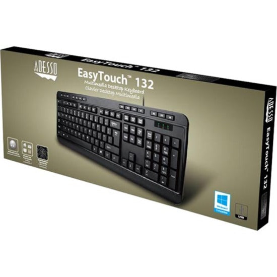 Adesso AKB-132UB Spill-Resistant Multimedia Keyboard — USB