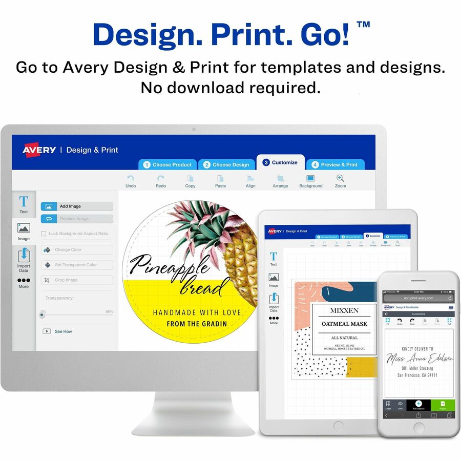 Avery® Durable White Wraparound Labels 9-3/4" x 1-1/4" , Permanent Adhesive, for Laser and Inkjet Printers