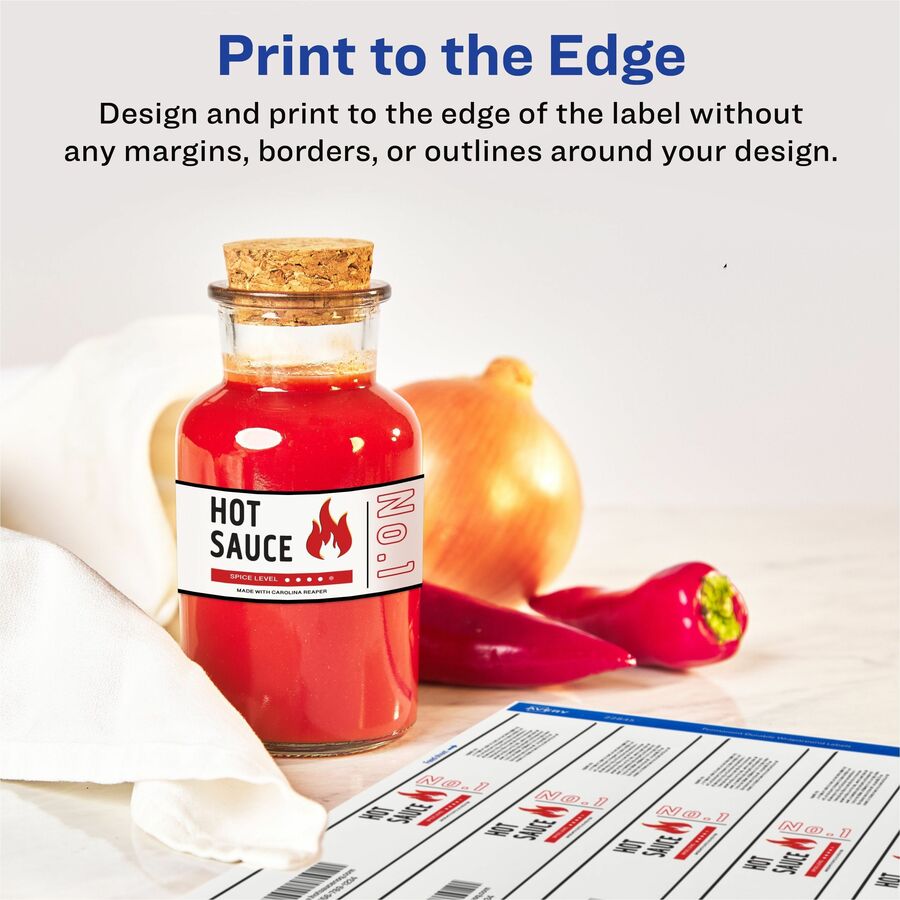 Avery® Durable White Wraparound Labels 9-3/4" x 1-1/4" , Permanent Adhesive, for Laser and Inkjet Printers