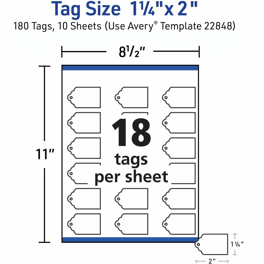 Avery Scalloped Tags with String , 2" x 1.25" , 180 Tags (22848)