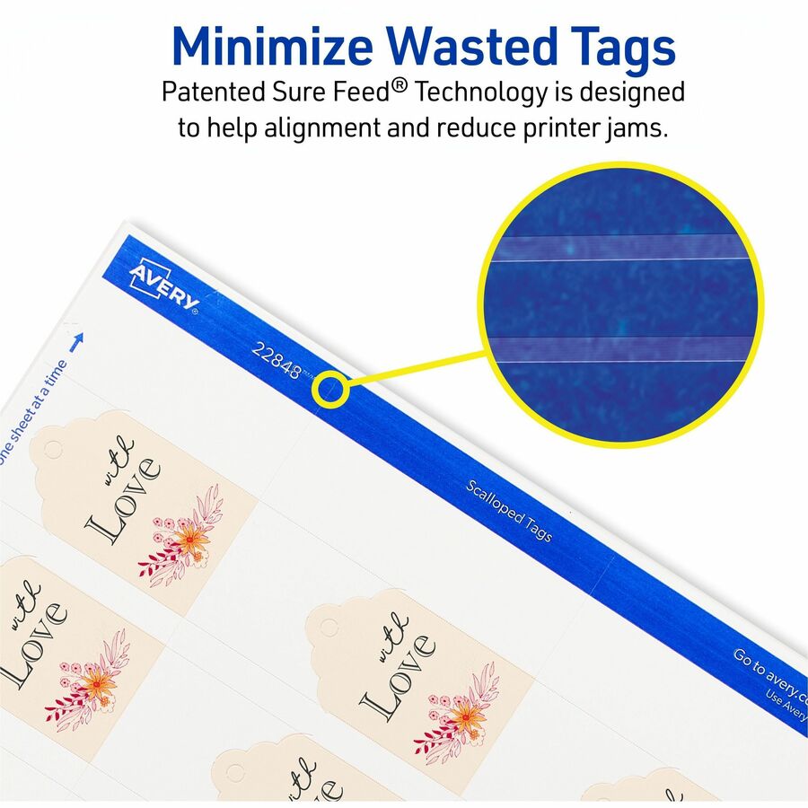 Avery Scalloped Tags with String , 2" x 1.25" , 180 Tags (22848)