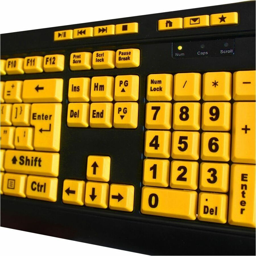 Adesso Luminous 4X Large-Print Multimedia Keyboard — USB
