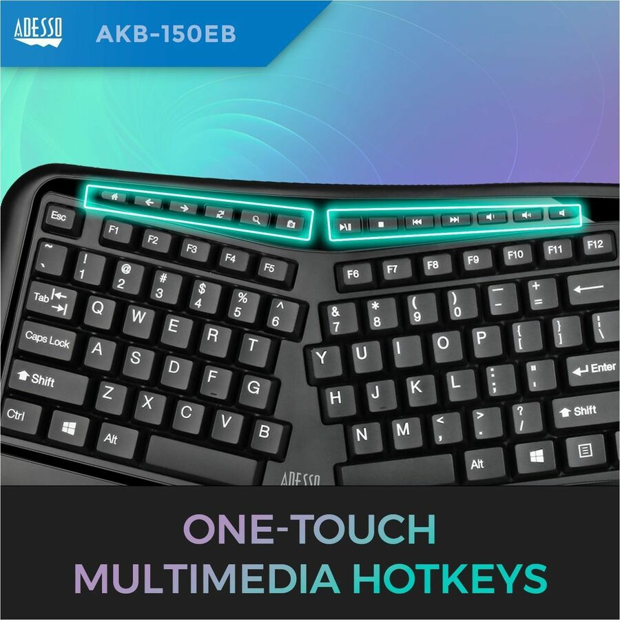 Adesso Tru-Form AKB-150EB Illuminated Ergonomic Keyboard