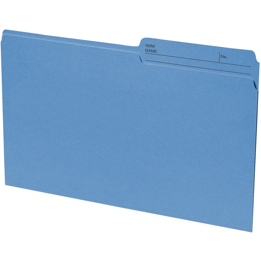 Basics Reversible File Folders - Legal, 1/2-Cut Tab, Box of 100 - Blue