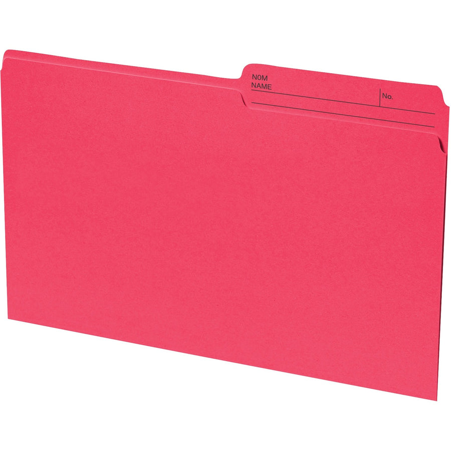 Basics Reversible File Folders - Legal, 1/2-Cut Tab, Box of 100 - Red