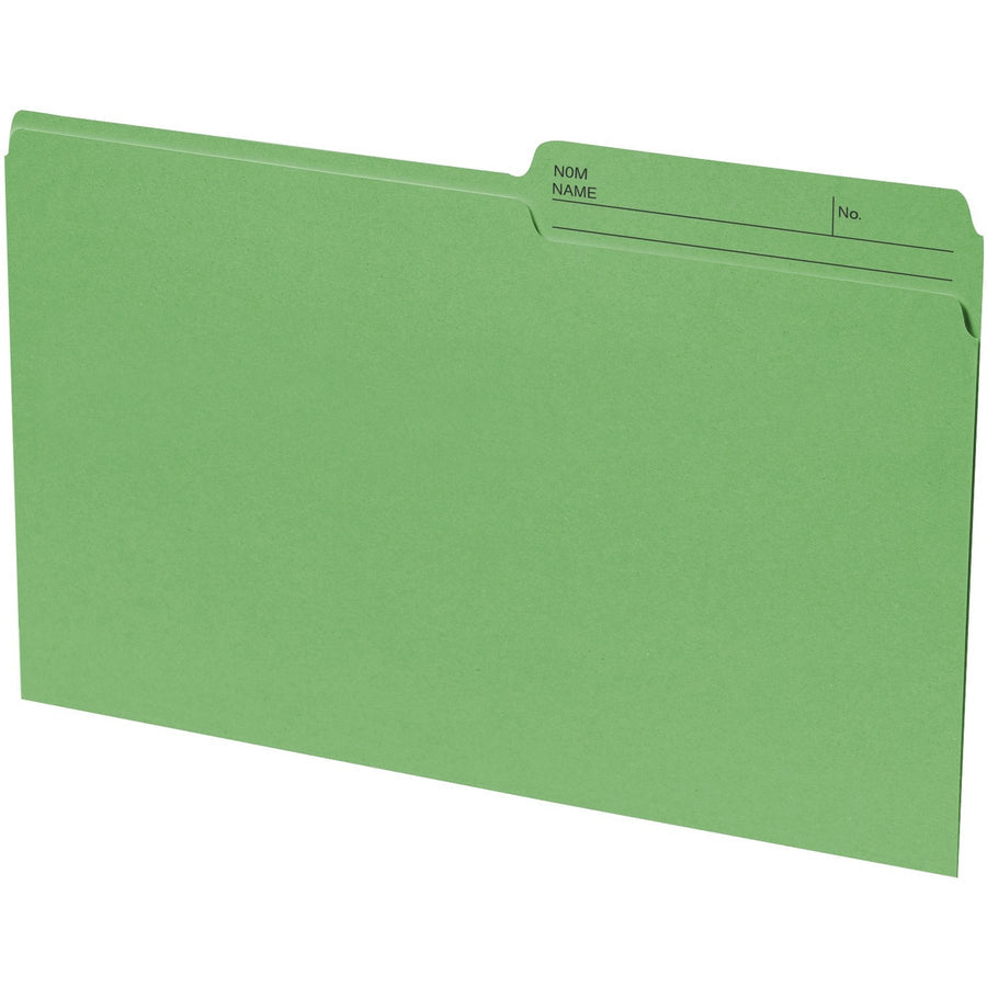 Basics Reversible File Folders - Legal, 1/2-Cut Tab, Box of 100 - Green