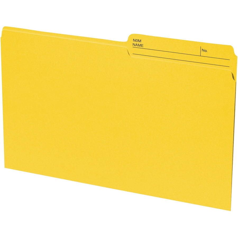 Basics Reversible File Folders - Legal, 1/2-Cut Tab, Box of 100 - Yellow