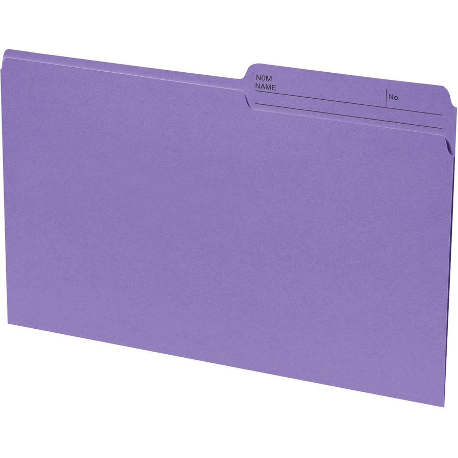 Basics Reversible File Folders - Legal, 1/2-Cut Tab, Box of 100 - Violet