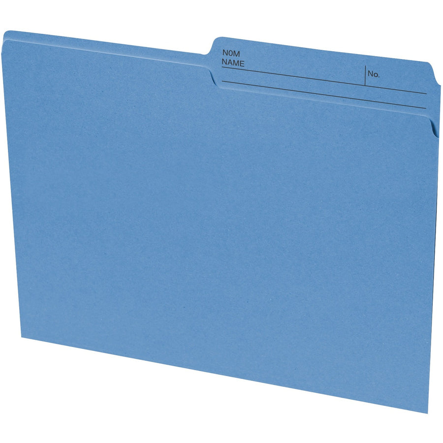 Basics Reversible File Folders - Letter, 1/2-Cut Tab, Box of 100 - Blue