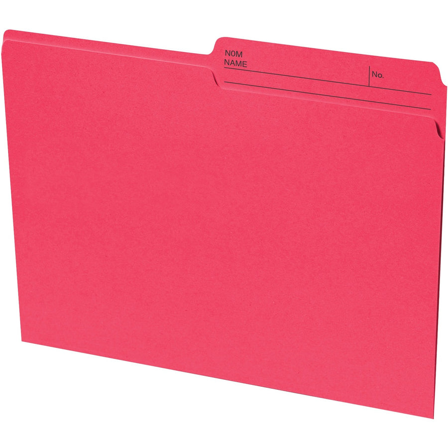 Basics Reversible File Folders - Letter, 1/2-Cut Tab, Box of 100 - Red