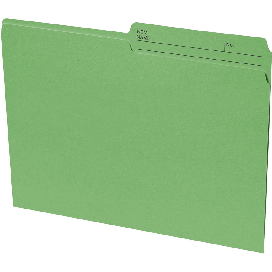 Basics Reversible File Folders - Letter, 1/2-Cut Tab, Box of 100 - Green