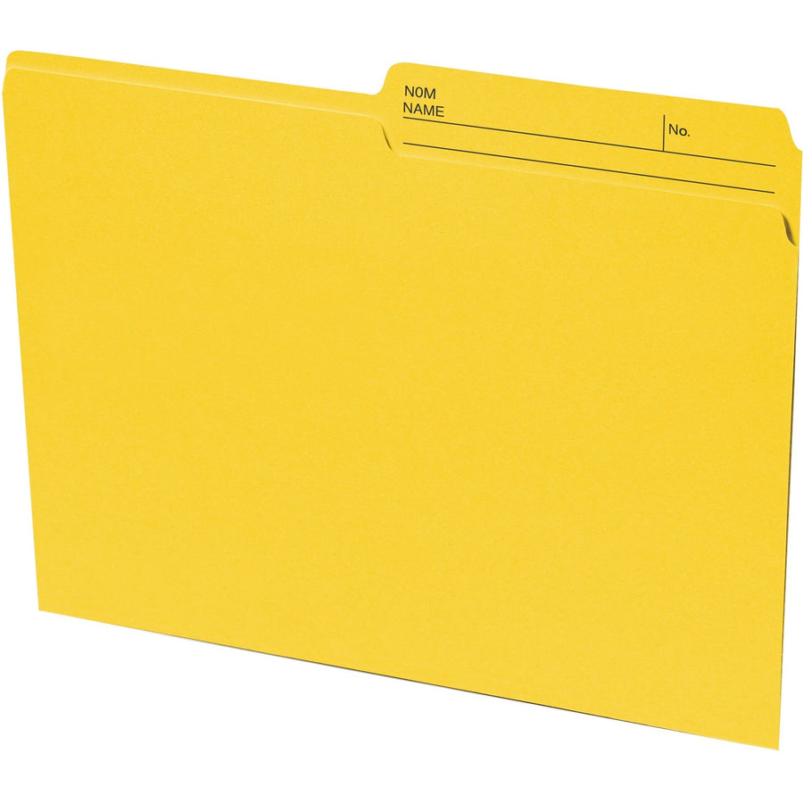 Basics Reversible File Folders - Letter, 1/2-Cut Tab, Box of 100 - Yellow