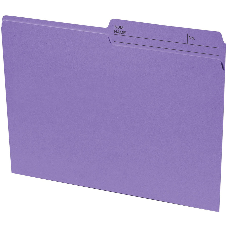 Basics Reversible File Folders - Letter, 1/2-Cut Tab, Box of 100 - Violet