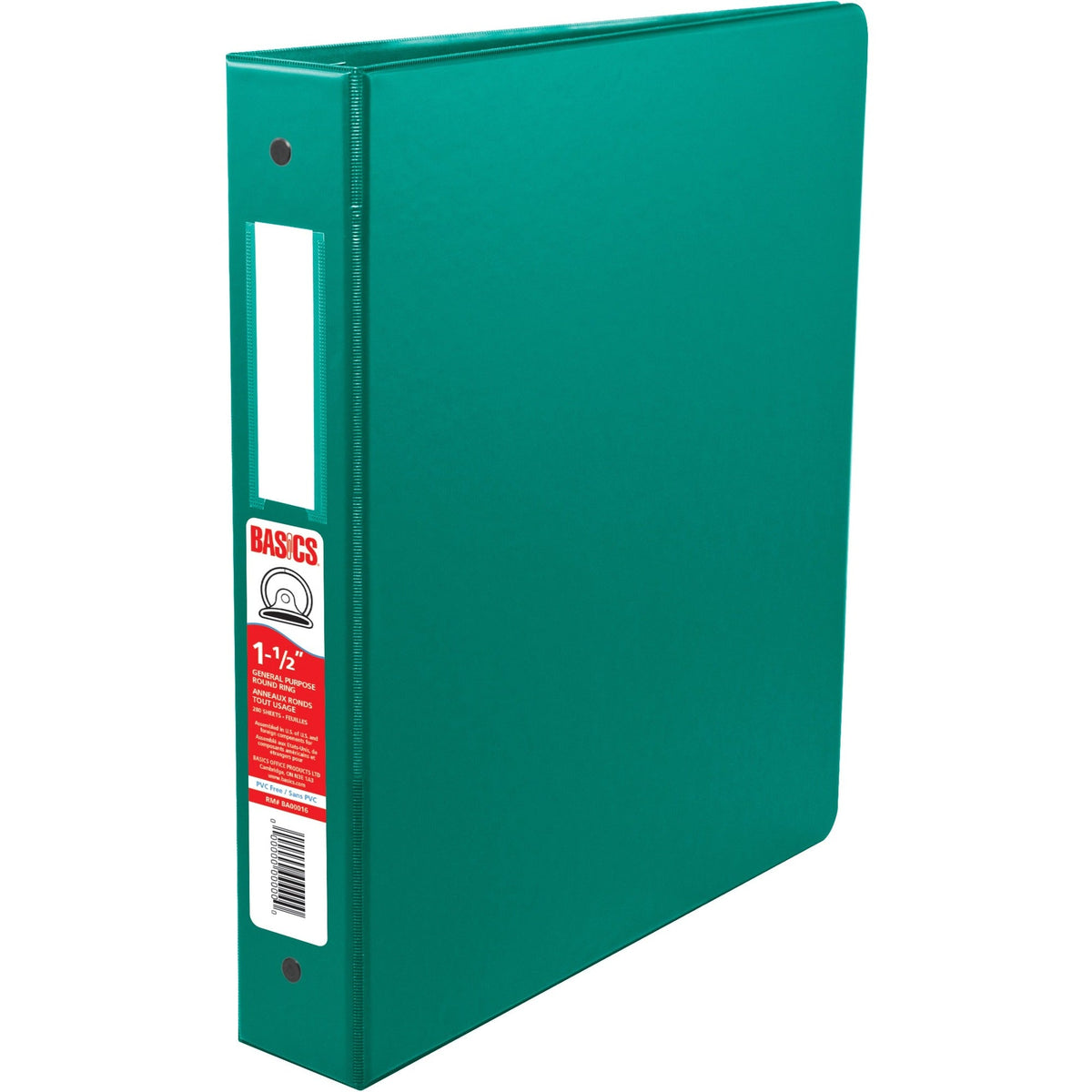 Basics Binder 1-1/2" Round Ring Green