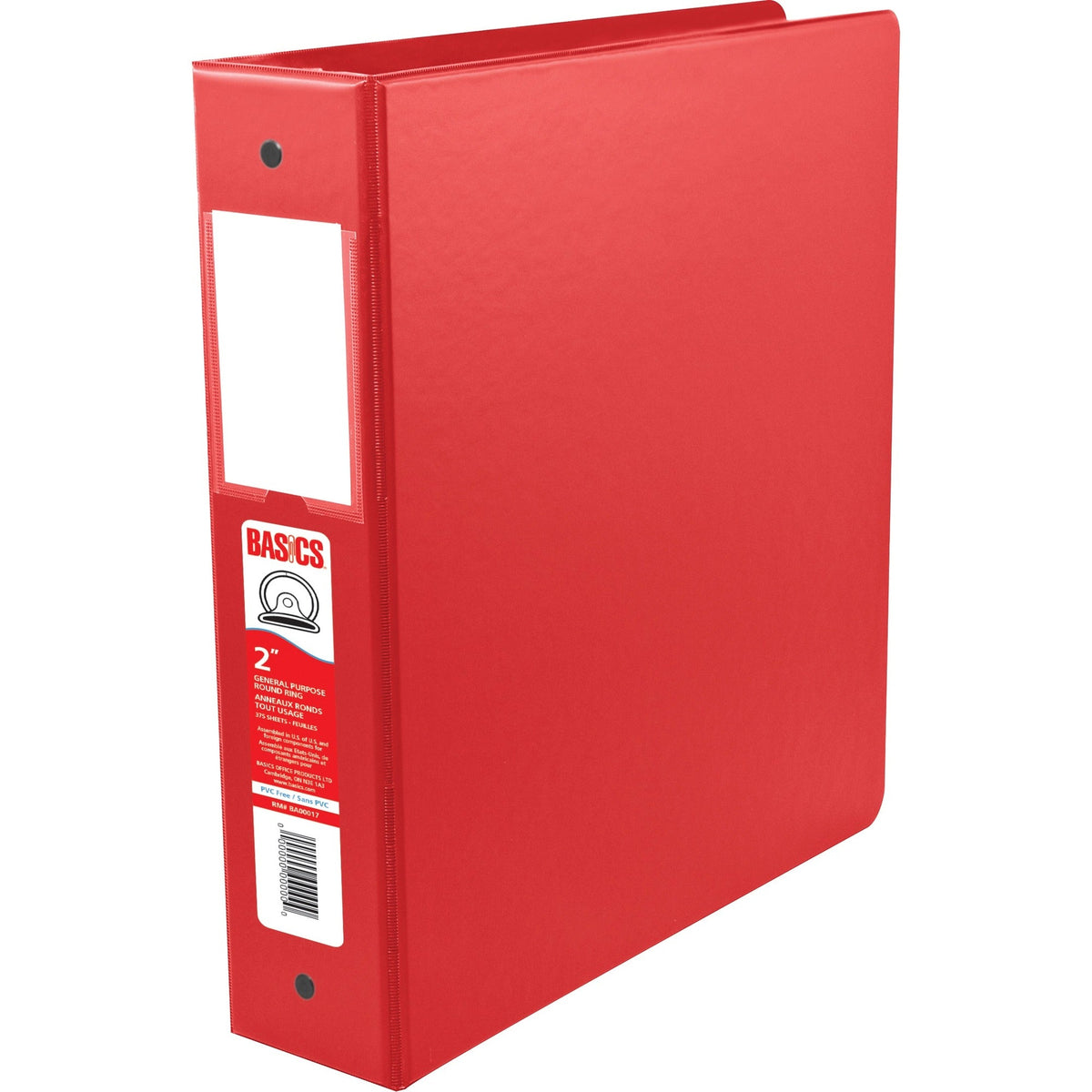Basics Binder 2" Round Ring Red