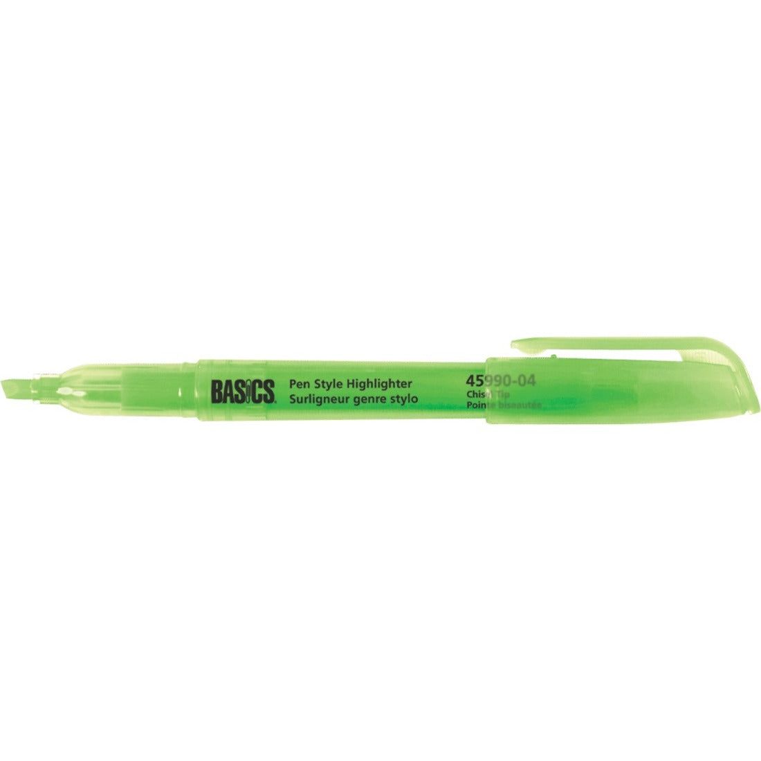 Basics Pen-Style Highlighters - Green, 12/Box