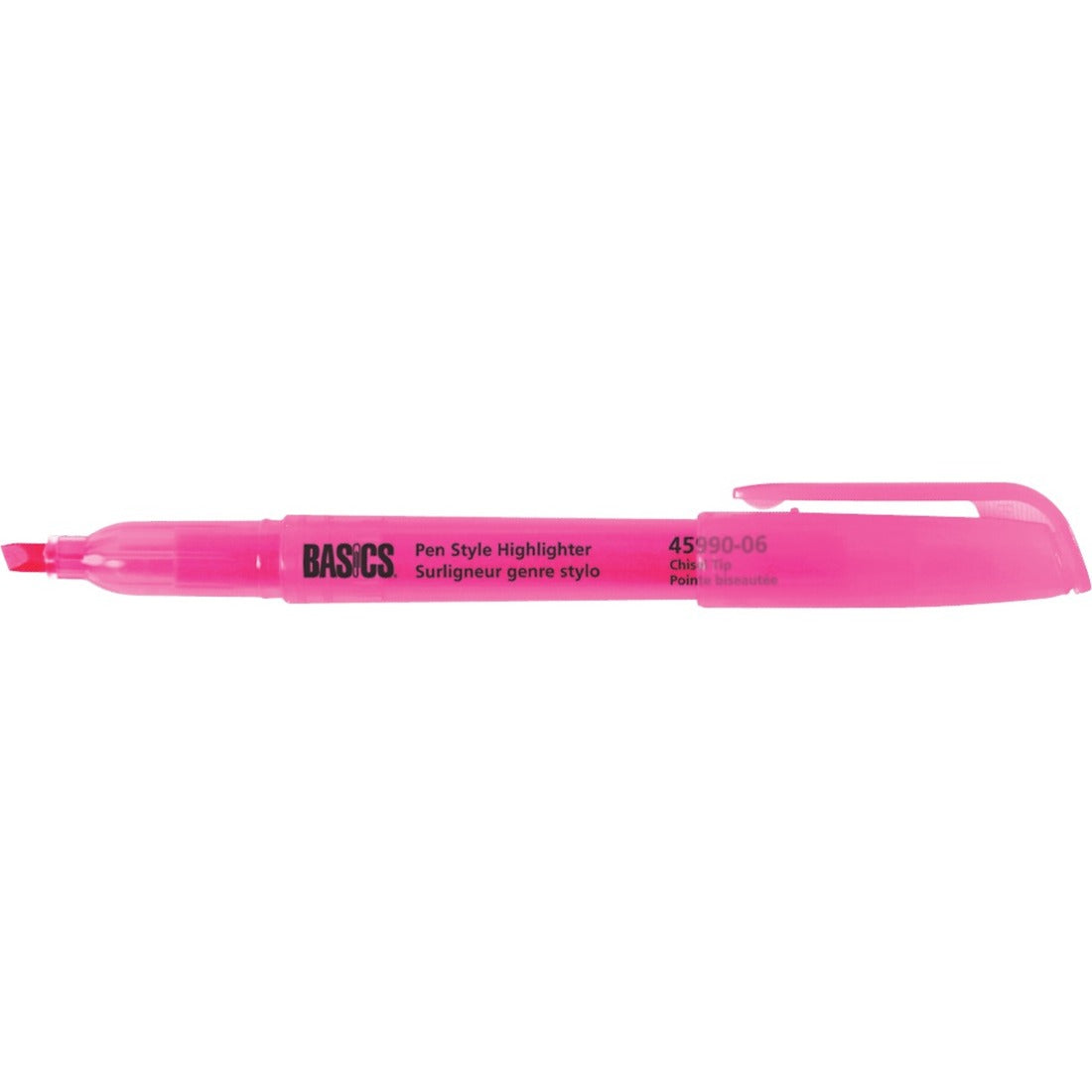 Basics Pen-Style Highlighters - Pink, 12/Box