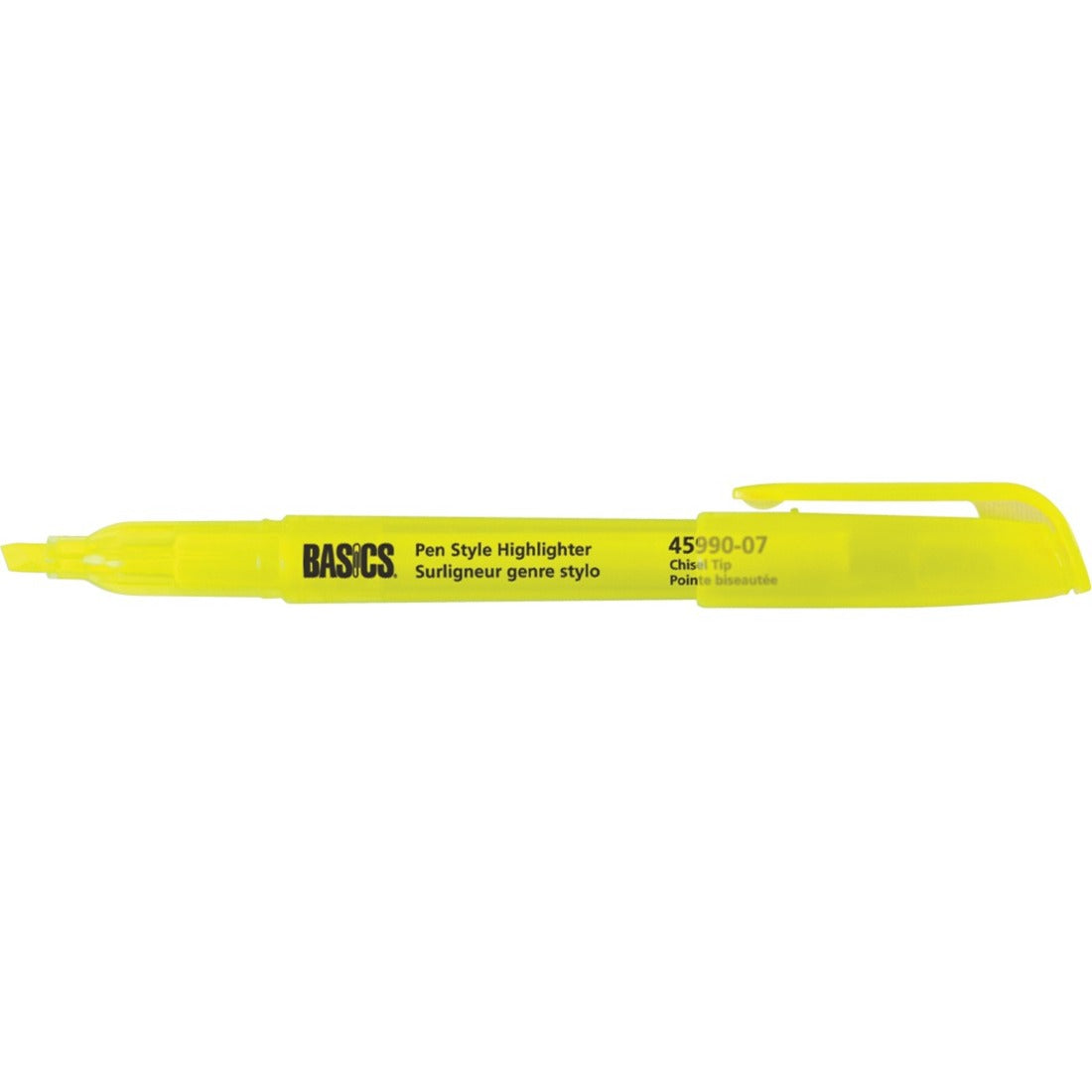 Basics Pen-Style Highlighters - Yellow, 12/Box